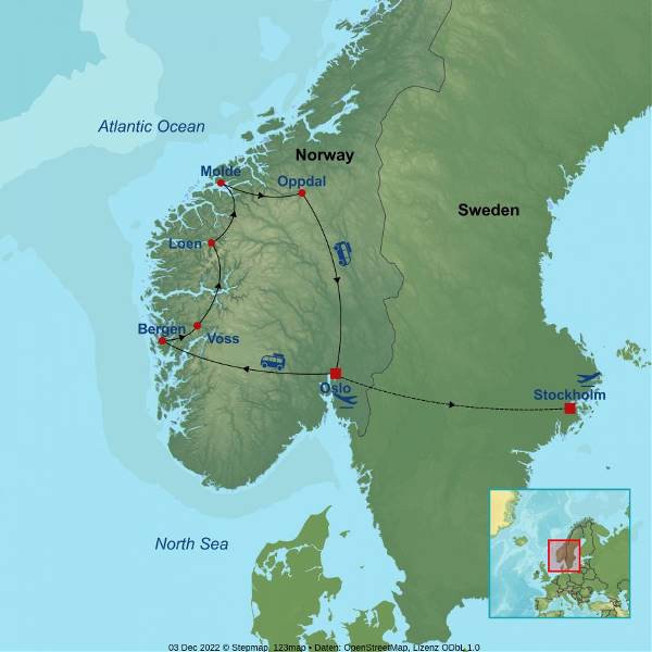 Map: Norwegian Fjords Charms And Traditions With Stockholm (Indus)