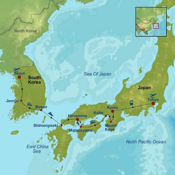 Map: Highlights Of Korea and Japan (Indus)
