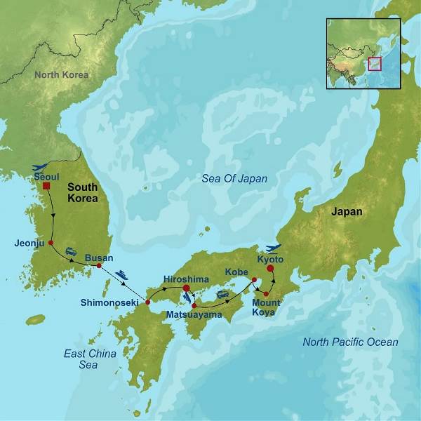 Map: Journey from Seoul to Kyoto (Indus)
