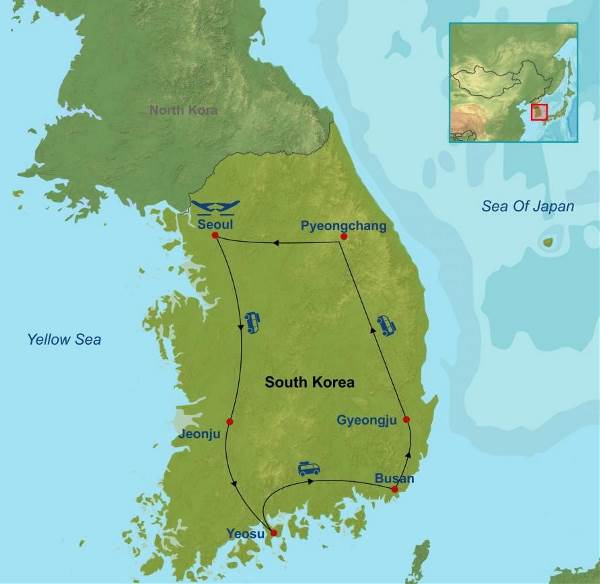 Map: Golden Route Of Korea (Indus)