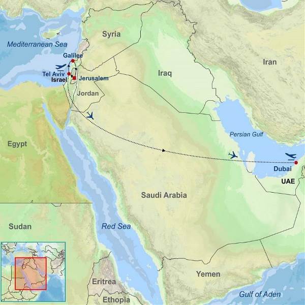 Map: Highlights of Israel and Dubai (Indus)