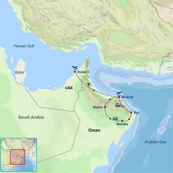 Map: Unforgettable UAE and Oman (Indus)