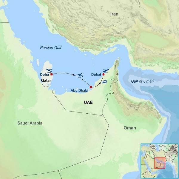 Map: Discover Dubai Abu Dhabi and Qatar (Indus)