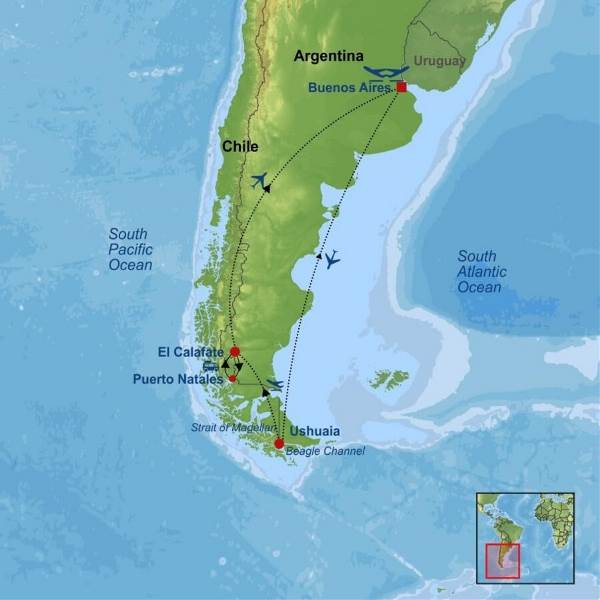 Map: Patagonian Escape With Torres del Paine (Indus)