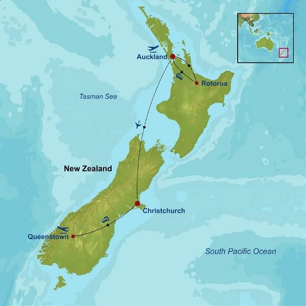 Map: Picturesque Solo New Zealand Tour (Indus)