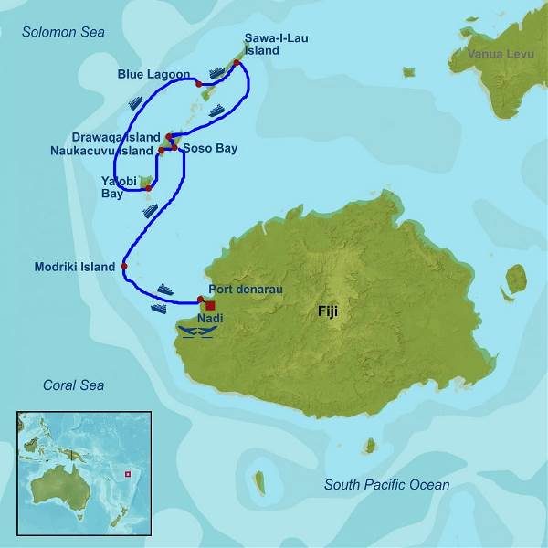 Map: Amazing Fiji With Blue Lagoon Cruises (Indus)