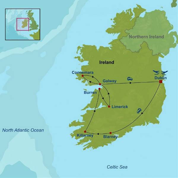 Map: Picturesque Solo Ireland Tour (Indus)