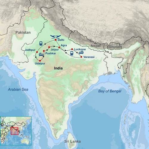 Map: Best of Rajasthan and Varanasi (Indus)