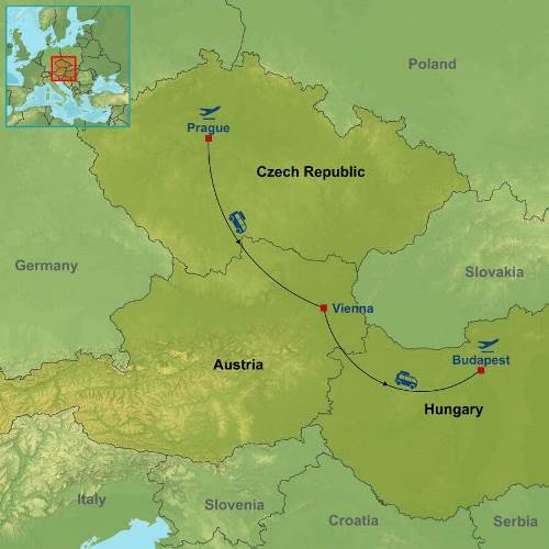 Map: Jewels of Prague Vienna and Budapest (Indus)