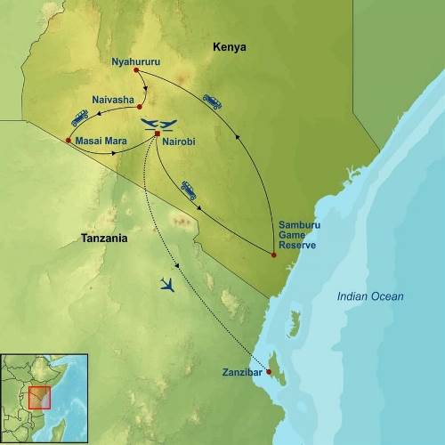 Map: Scenic Kenya and Zanzibar (Indus)