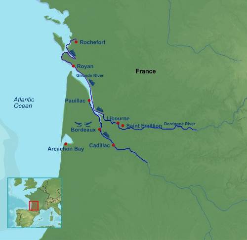 Map: Enchanting Gironde, Garonne and Dordognes Cruise (Indus)