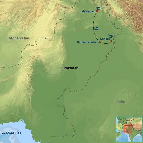 Map: Spiritual and Cultural Tour of Sikhism (Indus)