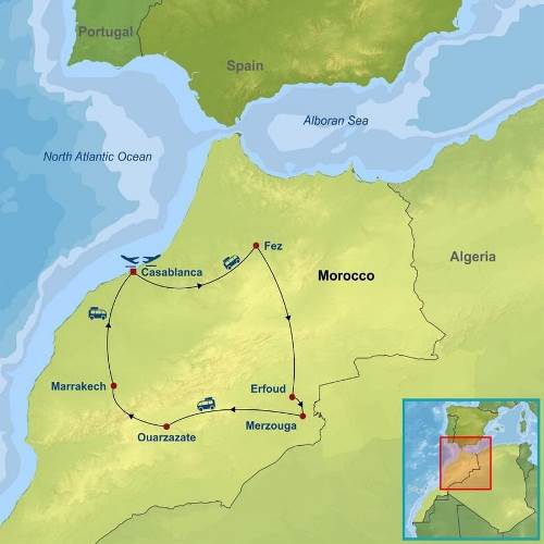 Map: Classical Grand Tour of Morocco (Indus)