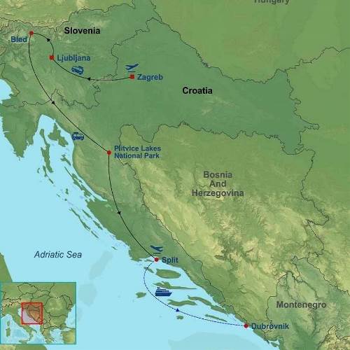 Map: Charming Croatia with Adriatic Cruise (Indus)