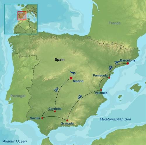 Map: Amazing Spain with Barcelona (Indus)