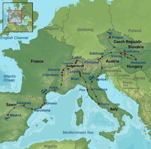 Map: A European Journey from Madrid to Prague (Indus)