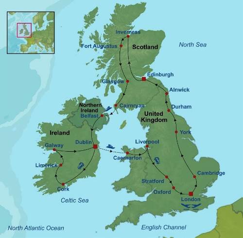 Map: Treasures Of England Scotland and Ireland (Indus)