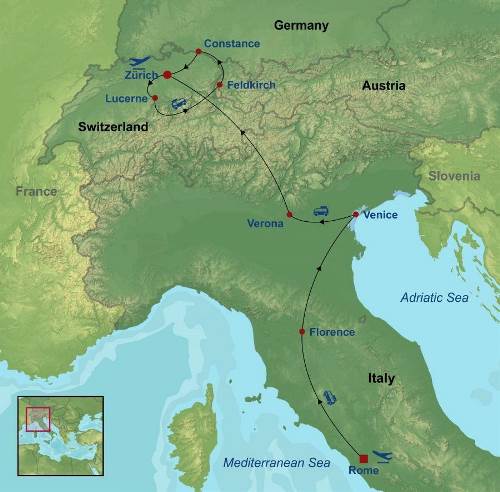 Map: Essential Italy and Switzerland (Indus)