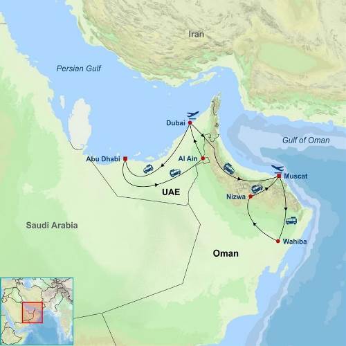 Map: Unforgettable UAE and Oman (Indus)
