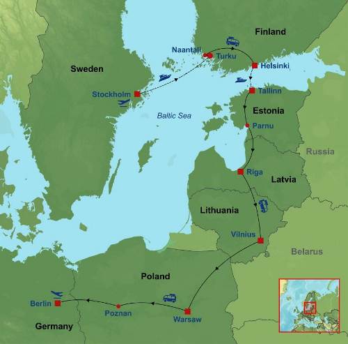 Map: Nordic Capitals and Berlin (Indus)