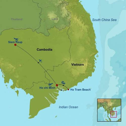 Map: Vietnam Beach Escape and Siem Reap (Indus)