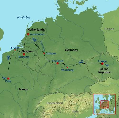 Map: From Prague to Paris (Indus)