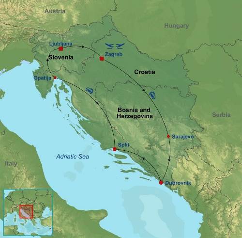 Map: Highlights of Croatia Bosnia and Slovenia (Indus)