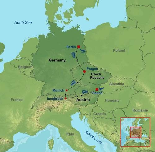 Map: Treasures of Germany, Prague and Austria (Indus)