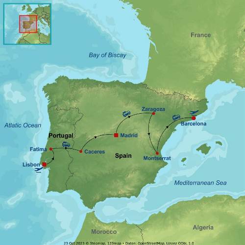 Map: Wonders of Lisbon, Madrid and Barcelona (Indus)