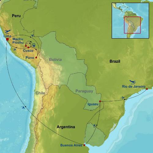 Map: Best Of Peru Argentina And Brazil (Indus)