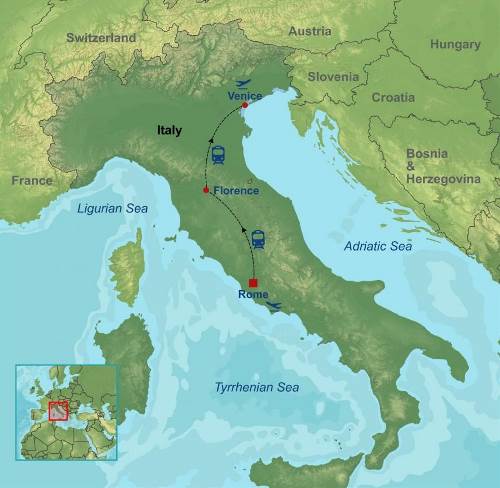 Map: Jewels of Italy by Rail (Indus)