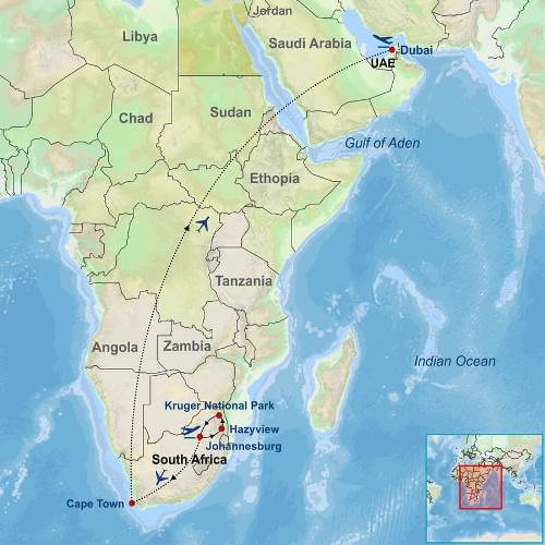 Map: Super South Africa and Dubai (Indus)