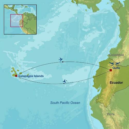 Map: Highlights Of Quito And Galapagos Islands (Indus)