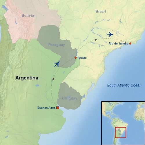 Map: Picturesque Solo Argentina And Brazil (Indus)