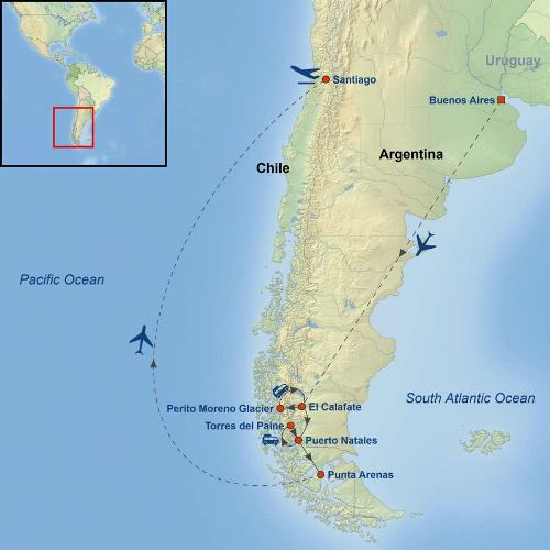 Map: Picturesque Solo Argentina And Chile (Indus)