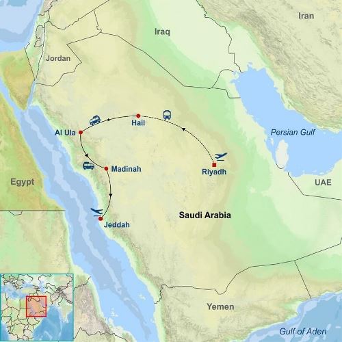 Map: Picturesque Solo Saudi Arabia Tour (Indus)