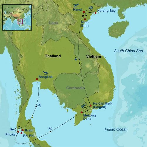 Map: Highlights of Vietnam and Thailand (Indus)