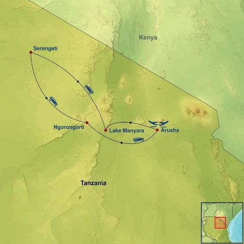 Map: Picturesque Solo Tanzania Tour (Indus)