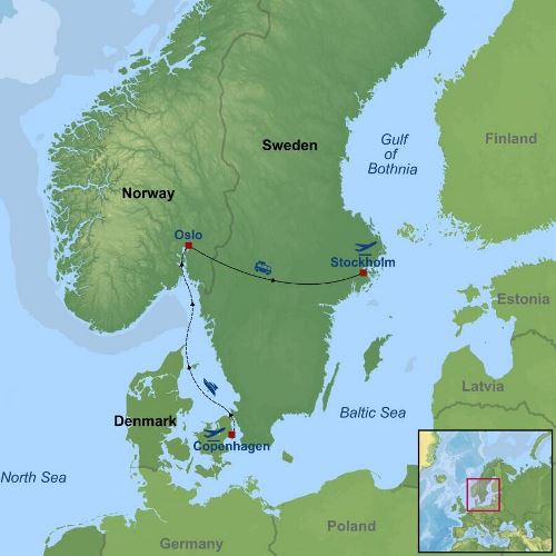 Map: Picturesque Solo Scandinavian Tour (Indus)