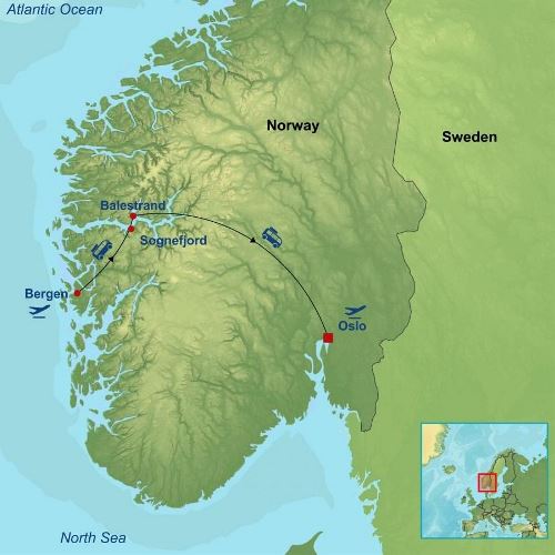 Map: Picturesque Solo Norwegian Fjords Tour (Indus)