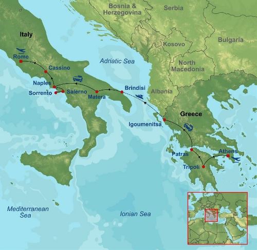 Map: Ancient Greece and Southern Italy (Indus)