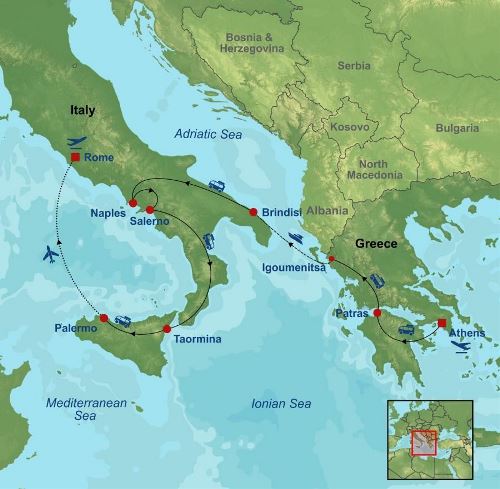 Map: Highlights Of Greece Sicily and Rome (Indus)