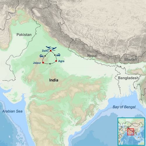 Map: Golden Triangle of India (Indus)