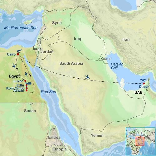 Map: Ancient Egypt and Modern Dubai (Indus)