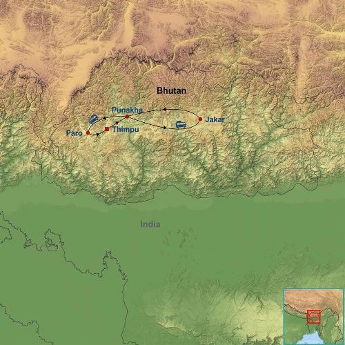 Map: Highlights of Bhutan (Indus)