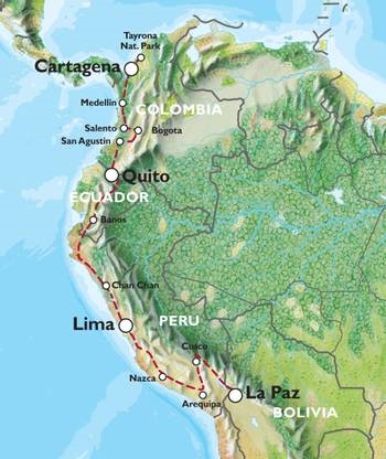 Map: Cartagena To La Paz (59 Days) Bananas & Llamas (Oasis)