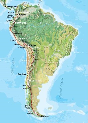 Map: Cartagena To Ushuaia (98 Days) Tip To Tail (Oasis)
