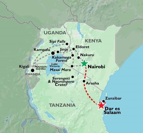 Map: Nairobi To Dar Es Salaam (14 Days) (Oasis)