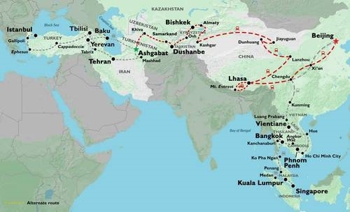 Map: Ashgabat To Beijing (56 Days) (Oasis)