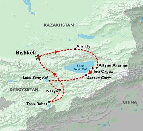 Map: Bishkek To Bishkek (16 Days) (Oasis)